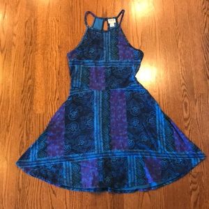 Blue high neck dress